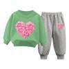 Edvintorg Valentine's Day Girls' Clothing Sets Fashion Baby Boy Outfits Winter Sweatsuit Cute Solid Color Heart Print Soft Long Sleeve Top Pants Suit 12M-10Y Children's Tracksuit
