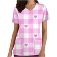 thumbnail image 1 of Edvintorg Valentine's Day Nurse Uniforms Women Scrubs Tops Clearance Fashion Short Sleeve V-Neck Tops Working Uniform Printing Pocket Blouse Tops Summer Women Clothing, 1 of 4