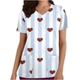 thumbnail image 1 of Edvintorg Valentine's Day Scrub Tops For Women Clearance Short Sleeve Working Uniform Breathable Heart Pattern V-Neck T-Shirts Tee Tops With Pockets, 1 of 4