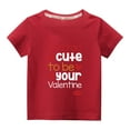 thumbnail image 1 of Edvintorg Valentine's Day Shirts For Kids Girls Clearance Fashion Cute Solid Color Round Neck Letter Print Short Sleeve Cotton Tops Summer T Shirts For Boys, 1 of 4