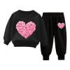 Edvintorg Valentine's Day Toddler Clothes Kids Boys Girls Sweatsuit Fashion Cute Solid Color Heart Print Soft Long Sleeve Top Sweatshirt Pants Suit 12M-10Y Children's Tracksuit