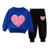 Edvintorg Valentine's Day Toddler Clothes Kids Boys Girls Sweatsuit Fashion Cute Solid Color Heart Print Soft Long Sleeve Top Sweatshirt Pants Suit 12M-10Y Children's Tracksuit