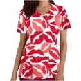 thumbnail image 1 of Edvintorg Valentine's Day Women's Blouse Shirt Clearance Casual Short Sleeve V-Neck Scrub Tops Uniform Workwear Cute Printed Shirts Tee Top With Pockets Roupas Femininas, 1 of 4