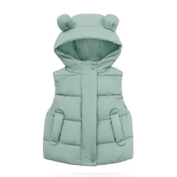 Edvintorg Vest Jackets Kids Toddler Baby Boys Girls Sleeveless Waistcoat Cute Solid Color Windproof Padded Clothes Hooded Coat Jacket Children's Outerwear