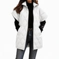 thumbnail image 1 of Edvintorg Vest for Women Plus Size Stand Collar Puffer Waistcoat Solid Color Zip up Long Quilted Outerwear with Pocket Womens Fashion White S-3XL, 1 of 7