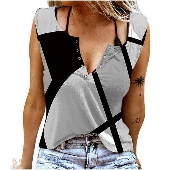 Edvintorg Vintage Clothes Women's Fashion Shirts Round-Neck Sleeveless Vest Strapless Printed Casual Tank Tops Womens Tops And Blouses