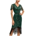 thumbnail image 1 of Edvintorg Vintage Cocktail Dress Women Round Neck Sleeveless Sequin Ball Tassel Dress Summer Party Banquet Dance Dresses Elegant, 1 of 3