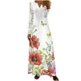 thumbnail image 1 of Edvintorg White Dress Women Casual V-Neck Long Sleeve Waist Buttons Printing Loose Plus Size Dress Lace Maxi Dresses for Women Elegant, 1 of 5
