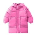 thumbnail image 1 of Edvintorg Winter Clothes for Girls Solid Color Hooded Thick Mid Length Padded Coat with Zipper Outdoor Casual Warm Outerwear School Jackets 2-12 Years, 1 of 6