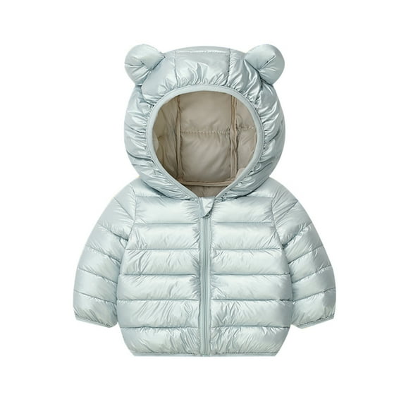 Edvintorg Winter Coats for Kids Boys Girls Cute Bear Ears Hooded Padded Thick Warm Jackets Children's Outerwear with Zipper 2-7 Years