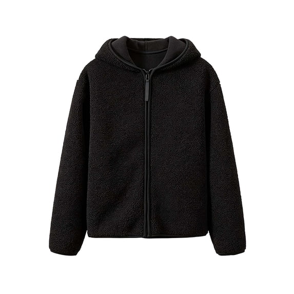 Edvintorg Winter Coats for Women Long Sleeve Fleece Jacket Zip up Hooded Outerwear Clothes Women Black S-XL