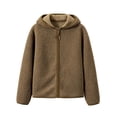 thumbnail image 1 of Edvintorg Winter Coats for Women Long Sleeve Fleece Jacket Zip up Hooded Outerwear Clothes Women Brown S-XL, 1 of 7