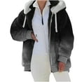 thumbnail image 1 of Edvintorg Winter Coats for Women Long Sleeve Loose Plush Hooded Jackets Coat with Zipper Women's Outwears, 1 of 6