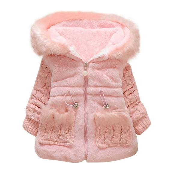 Edvintorg Winter Jacket Kids Girl Jacket Keep Warm Hooded Fashion Coat Thick Outwear Snowsuit With Zipper Birthday Christmas Coat 1-5 Years Kids Clothes Girls