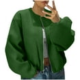 thumbnail image 1 of Edvintorg Winter Jackets for Women 2025 Streetwear Outerwear Solid Color Long Sleeve Casual Zip Up Cropped Jacket with Pocket Green L, 1 of 2