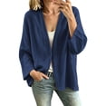 thumbnail image 1 of Edvintorg Women Cardigan Loose Lightweight Long Sleeve Open Front Cardigans Cotton and Linen Fall Clothes for Women Navy S-2XL, 1 of 9