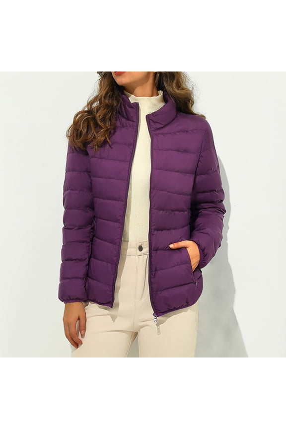 Women Down Coats with Zipper Solid Casual Jackets Outdoor Plus Size Outwears Long Sleeve Windproof Loose Coat