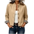 thumbnail image 1 of Edvintorg Women Jacket Fashion Ruffle Button Down Coat Long Sleeve Loose Casual Outerwear with Pocket Women's Clothing Khaki S-2XL, 1 of 9