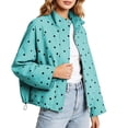 thumbnail image 1 of Edvintorg Women Jacket Plus Size Polka Dot Long Sleeve Zip up Coat Stand Collar Loose Casual Outerwear with Pocket Women Fall Clothes Blue S-3XL, 1 of 7