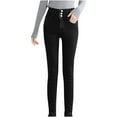 thumbnail image 1 of Edvintorg Women Jeggings Warm Sherpa Fleece Lined Denim Jeans Leggings High Waisted Tummy Control Slim Leggins Printed Pencil Pants Seamless Skinny Trousers, 1 of 7