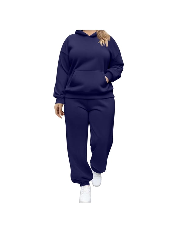 Women Jogging Suits 2 Piece Set Plus Size Travel Outfits Fashion Long Sleeve Pullover Sweatshirt and Sweatpants Tracksuit Women