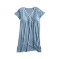 thumbnail image 1 of Edvintorg Women Maternity Clothes Summer Loungewear Lightweight V Neck Short Sleeve Flowy Casual Breastfeeding Pregnant Dress Light Blue L, 1 of 2