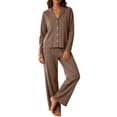 thumbnail image 1 of Edvintorg Women Pajamas 2 Piece Matching Sets Long Sleeve Button Down Top and Pant Comfy Sleepwear Casual Pj Set Lounge Wear for Women S-XL, 1 of 7