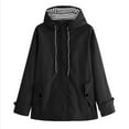 thumbnail image 1 of Edvintorg Women Rain Jacket Waterproof With Hood Clearance Women Casual Solid Raincoats Outdoor Windproof Loose Hooded Plus Size Outwears, 1 of 3