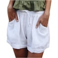 thumbnail image 1 of Edvintorg Women Shorts Summer Clearance Elastic Waist Tie Cotton And Linen Casual Wide Leg Shorts Pants With Pockets Women Shorts Sport Femme, 1 of 7