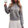 thumbnail image 1 of Edvintorg Women Sweaters Heart Embroidery Long Sleeve Cropped Knit Sweater Crew Neck Loose Pullover Top Clothes for Women Gray L, 1 of 5