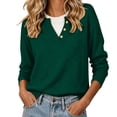 thumbnail image 1 of Edvintorg Women Sweaters V Neck Long Sleeve Casual Knit Pullover Sweater with Button Fall Winter Women Clothes Green M, 1 of 8