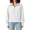 thumbnail image 1 of Edvintorg Women Sweatshirt Plus Size Cropped Sweatshirts Turndown Collar Half Zip Sweat Shirts Womens Clothes White, 1 of 9