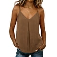 thumbnail image 1 of Edvintorg Women Tank Tops Summer Loose Fit Spaghetti Straps V Neck Casual Vacation Shirts Womens Summer Clothes Brown L, 1 of 8