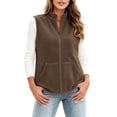 thumbnail image 1 of Edvintorg Women Vest Plus Size Fashion Sleeveless Loose Casual Zip up Jacket with Pocket Fall Womens Clothes Coffee S-3XL, 1 of 7