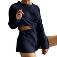 thumbnail image 1 of Edvintorg Women's 2 Piece Outfits 2025 Fall Winter Long Sleeve Crewneck Pullover Tops And Shorts Sweater Tracksuit Pajama Sets, 1 of 6