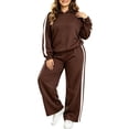 thumbnail image 1 of Edvintorg Women's Athletic Clothing Sets Fall Fashion 2 Piece Outfits Long Sleeve Hooded Sweatshirt Pants Sweat Set Plus Size Sweatsuits, 1 of 5