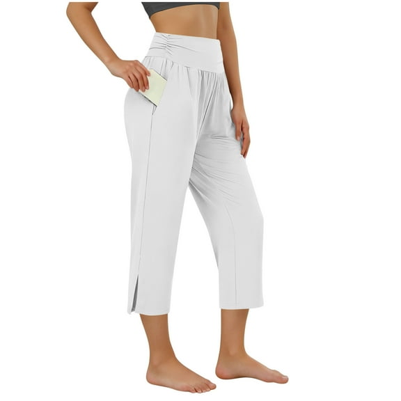 Edvintorg Women's Capri Sweatpants Cozy Cropped Capri with Pockets Elastic Waist Lounge Jogger Pants for Workout Yoga