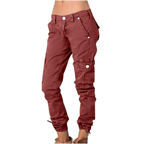 Edvintorg Women's Cargo Pants with Pockets Women Ladies Solid Hippie Punk Pants Trousers Streetwear Jogger Loose Overalls Long Pants Plus Size
