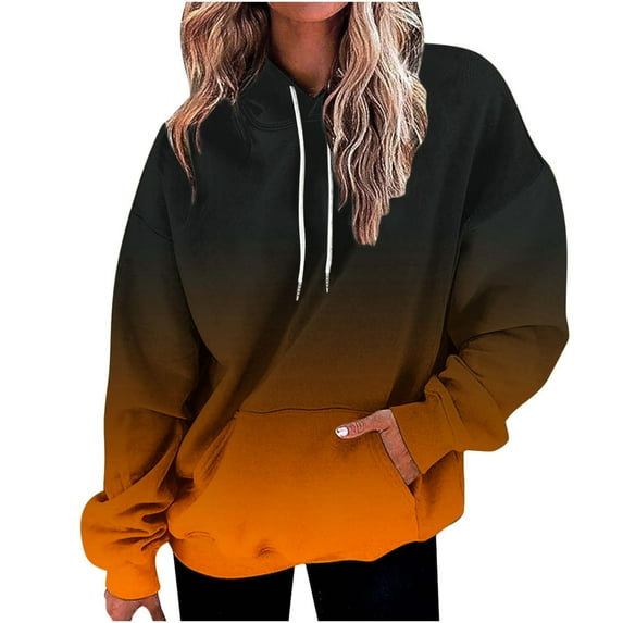 Edvintorg Women's Casual Color Block/Solid Hoodies Long Sleeve Pullover Tops Loose Lightweight Sweatshirt with Pocket Women's Tracksuits