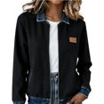 thumbnail image 1 of Edvintorg Women's Coats Color Block Long Sleeve Lightweight Jacket Fall Collared Zip up Outerwear with Pocket Plus Size Trendy Womens Clothes Black S-3XL, 1 of 6