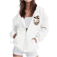 thumbnail image 1 of Edvintorg Women's Coats Halloween Printed Hooded Zip up Jacket Long Sleeve Loose Casual Outerwear with Pocket Plus Size Womens Clothes White S-3XL, 1 of 8