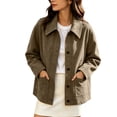 thumbnail image 1 of Edvintorg Women's Coats Plus Size Button Down Casual Jacket Long Sleeve Turndown Collar Loose Outerwear with Pocket Womens Fashion Coffee S-3XL, 1 of 9