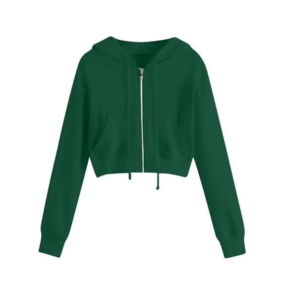 Edvintorg Women's Cropped Sweatshirt with Zipper Streetwear Full Zip Hoodies 90S Teen Girl Fall Casual Workout Drawstring Short Jackets with Pockets