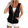 thumbnail image 1 of Edvintorg Women's Fashion Hoodies & Sweatshirts Plus Size Fashion Sleeveless Lightweight Zip Up Tops with Pockets Sweatshirt for Women Black XL, 1 of 9