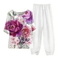 thumbnail image 1 of Edvintorg Women's Flower Printed Pajamas Sets Half Sleeve Tops with Pant Lounge Set Casual Two-Piece Sleepwear Plus Size Women Clothes, 1 of 3