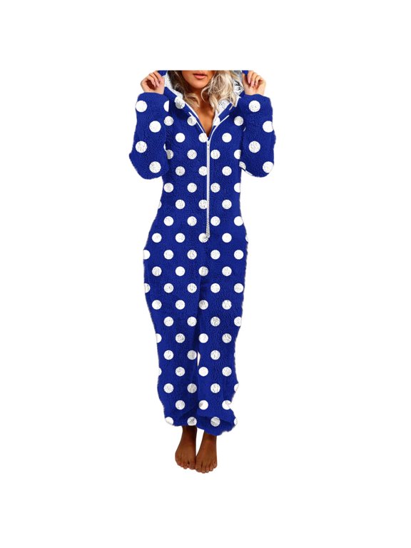 Women's Jumpsuits Fleece Zip up Hooded Romper with Pant Fall Winter Long Sleeve Casual Jumpsuit One Piece Outfits Womens Fashion S-2XL Blue