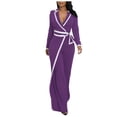 thumbnail image 1 of Edvintorg Women's Jumpsuits One Piece Set Color Block Long Sleeve Notch Lapel Dressy Casual Jumpsuit with Pant Womens Clothes Formal Romper S-2XL Purple, 1 of 6