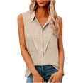thumbnail image 1 of Edvintorg Women's Lapel Sleeveless Tank Tops Summer Button Down Shirts Office Ladies Shirts Plus Size Fashion, 1 of 7
