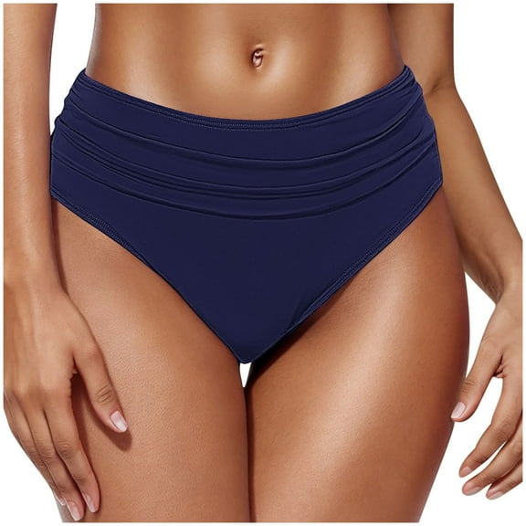 Edvintorg Women's Mid Waisted Swim Bottom Ruched Bikini Tankini Swimsuit Bathing Suit Bottom