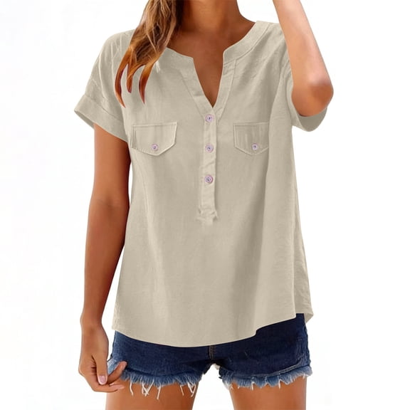 Edvintorg Women's Short Sleeve Shirts 2026 Summer Fashion Dressy Casual Tops Trendy Blouses Cute Work Outfits Clothes